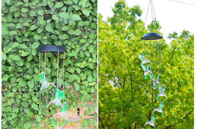 Lámpara Solar Decorativa con Cambio de Color - Carillón de Viento Cristal Colibrí y Mariposa - Image 28