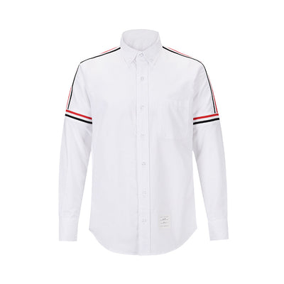 Camisa Oxford Blanca de Manga Larga con Detalles de Cinta en Hombros - Image 13