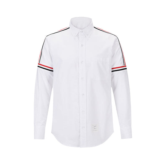 Camisa Oxford Blanca de Manga Larga con Detalles de Cinta en Hombros - Image 13