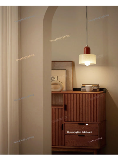 Lámpara Colgante de Cristal Arenado Estilo Retro Mid-Century - Image 13