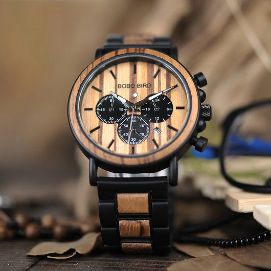 Reloj de Madera Multifunción con Tres Esferas de Cuarzo - Image 9