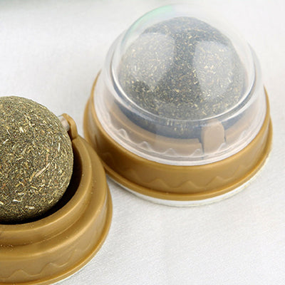 Catnip ball with a rotating base, designed for cats as a treat and molar teeth cleaning toy. - Image 11