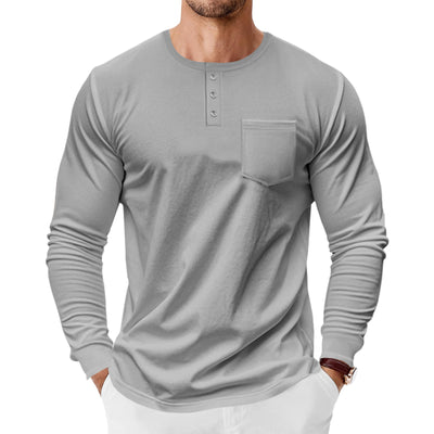 Camiseta Henley de Manga Larga para Hombre - Primavera y Otoño - Image 41