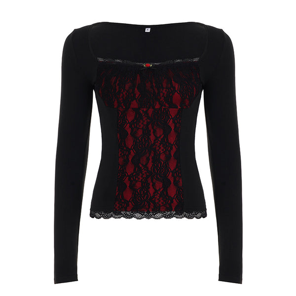 Blusa Elegante de Manga Larga con Encaje y Volantes - Image 6