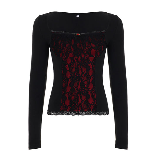 Blusa Elegante de Manga Larga con Encaje y Volantes - Image 6
