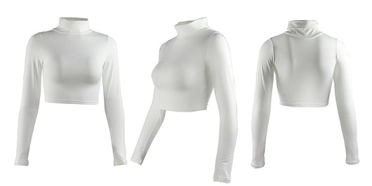 Crop Top Manga Larga Cuello Alto - Image 33