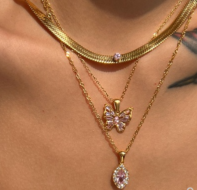 Collar de Acero Titanio con Circonita Ojo de Caballo Tallada