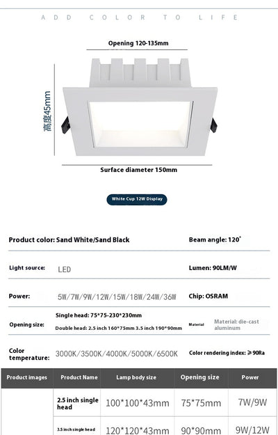 Downlight LED Cuadrado Ultra Delgado Embutido para Techo - Image 28