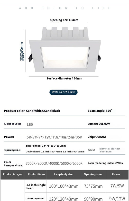 Downlight LED Cuadrado Ultra Delgado Embutido para Techo - Image 28