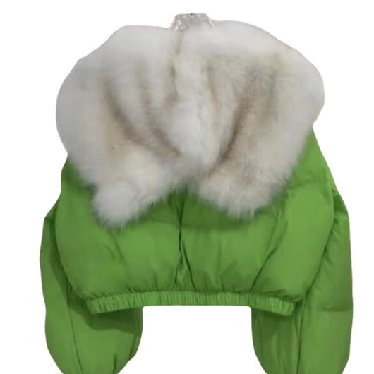 Chaqueta Corta Acolchada Verde con Cuello de Pelaje Sintético - Image 10