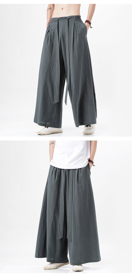 Pantalones Holgados de Algodón y Lino Talla Grande Estilo Chino para Hombre - Image 20