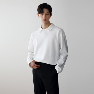 Camisa Básica Masculina de Cuello Solapa y Manga Larga