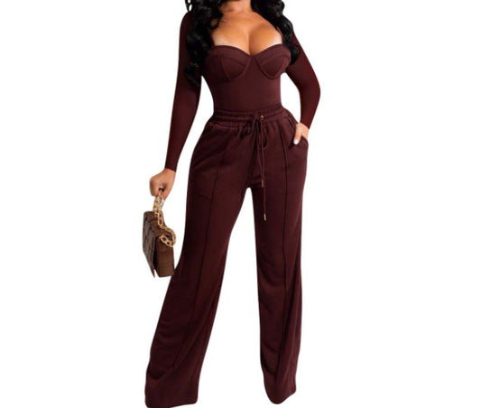 Pantalón Casual con Cordones y Blusa Elegante - Conjunto Coordinado Monocromo - Image 2