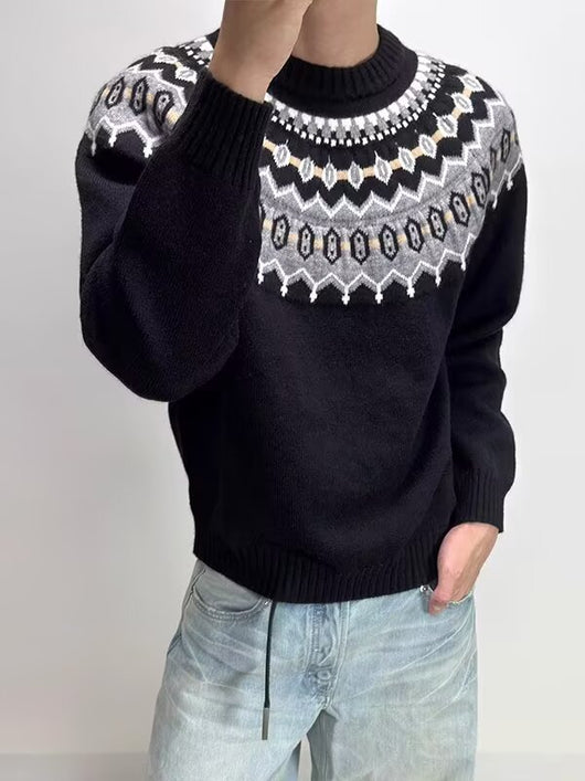 Suéter de Cuello V Relajado para Hombre - Colores Sólidos - Image 8