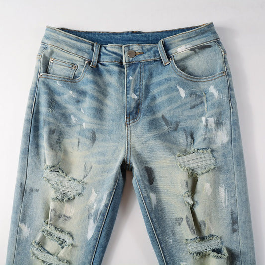 Pantalones Vaqueros Rotos con Diseño Vintage para Hombre - Image 2