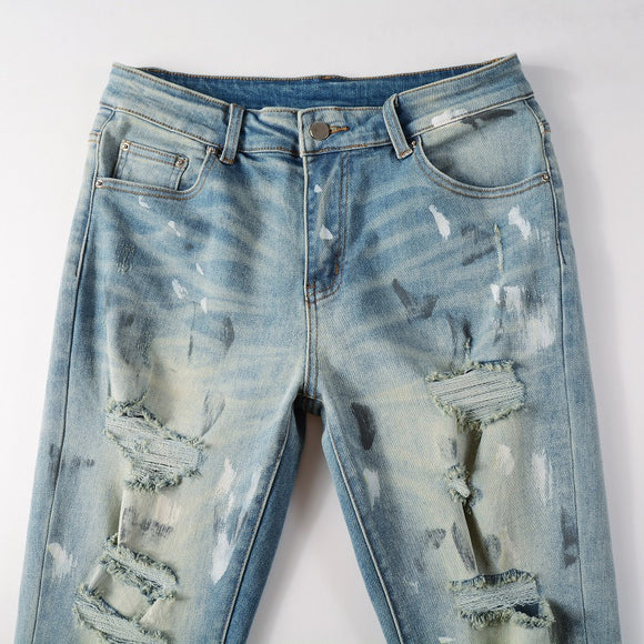 Calça Jeans Masculina Rasgada com Design Vintage