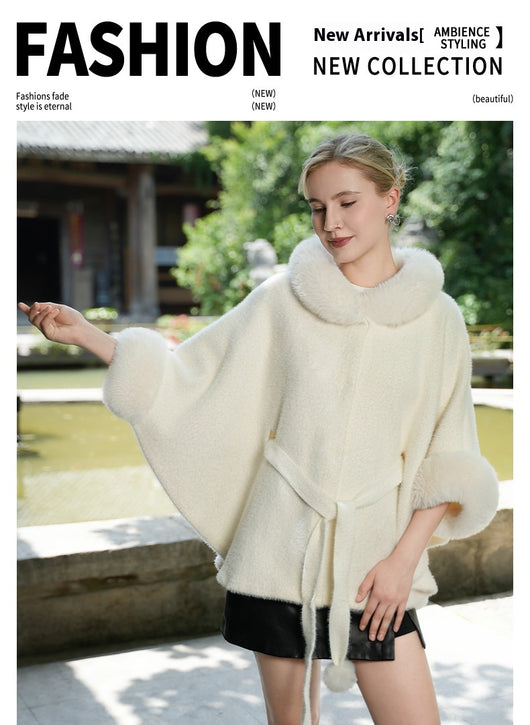 Capa de Piel Sintética con Cuello de Felpa y Cinturón para Otoño e Invierno - Image 9