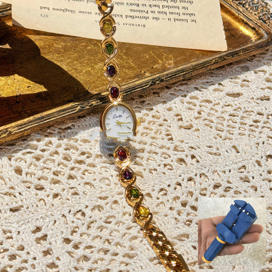 Reloj Elegante para Mujer con Gemas Arcoíris y Diseño Vintage - Image 4
