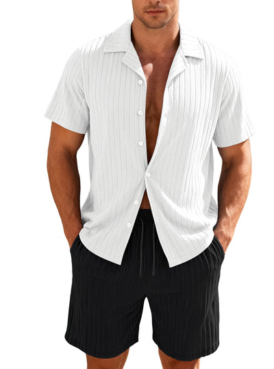 Conjunto Casual de Camisa con Botones y Shorts para Hombre - Image 31