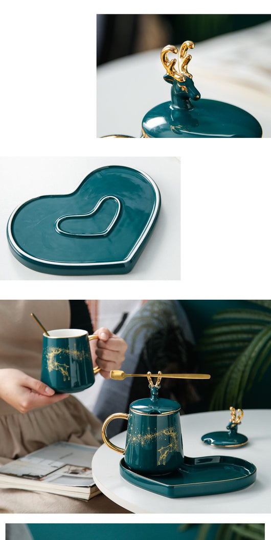 Taza de Pareja Grande con Tapa y Cuchara - Diseño Creativo para Café - Image 8
