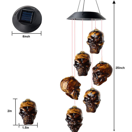 Carillón Solar Halloween Calavera con Luz LED para Jardín - Image 10