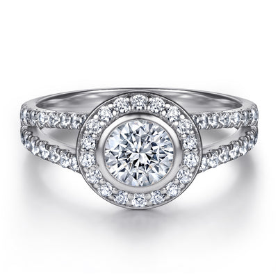 Anillo de Bodas con Diamantes en Línea Cuadrada Clásico - Image 4