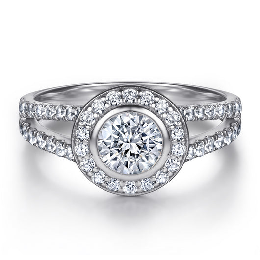 Anillo de Bodas con Diamantes en Línea Cuadrada Clásico - Image 4