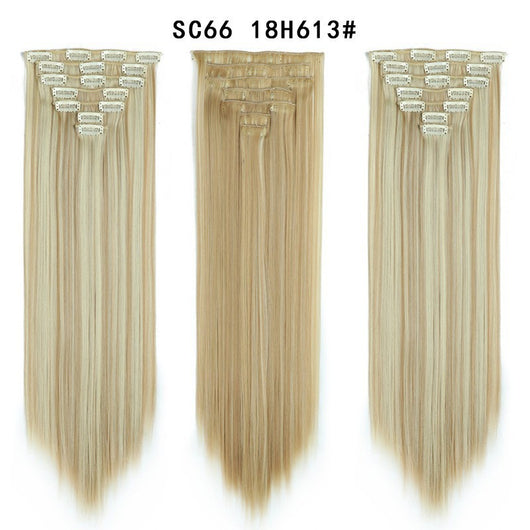 Set de Extensiones de Cabello con 16 Clips - Peluca de Fibra Sintética Premium - Image 56