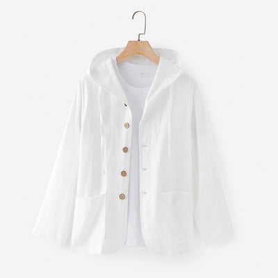 Chaqueta Lino Casual con Capucha - Suelta y Transpirable - Image 6