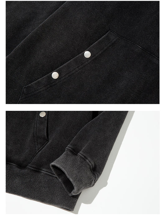 Suéter Hoodie Desgastado Lavado - Marca Tide para Hombre - Image 16