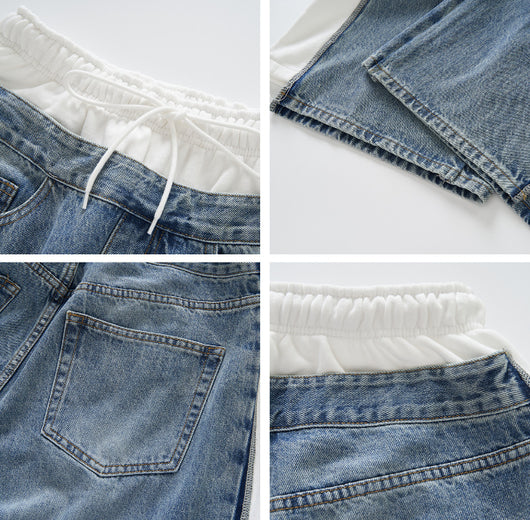 Jeans Patchwork Cintura Alta Loose Fit para Mujer - Image 8