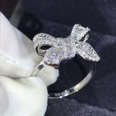 Anillo de Diamante Simulado con Moño - Joya de Lujo y Elegancia para Novia - Image 14