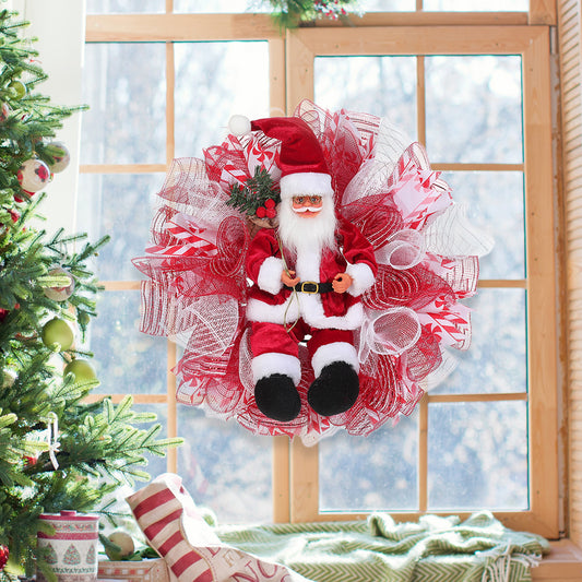 Guirnalda Navideña Roja con Adornos para Decoración de Fiestas
