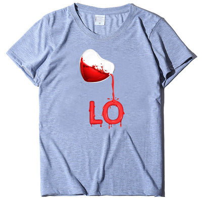 Playera de Pareja Cuello Redondo Love Rojo con Bordado LOVE Manga Corta Casual - Image 27