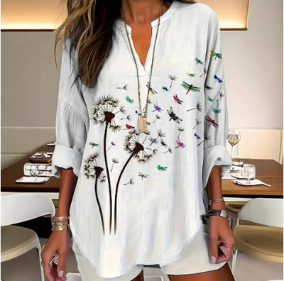 Blusa Mujer Cuello Parado con Botones y Hombros Caídos - Image 11