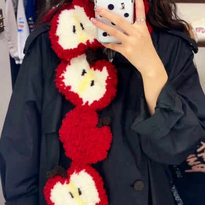 Bufanda Navideña Otoño-Invierno con Diseño de Manzana Tejida - Image 3
