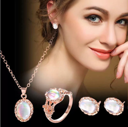 Conjunto de Joyas de Gemas Brillantes - Collar, Aretes y Anillo Tendencia Europa - Image 6