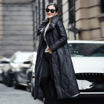 Abrigo de Cuero Estilo Coreano Talla Grande con Cuello Alzado para Invierno - Image 9