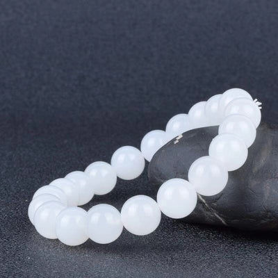 Pulsera de Jade Blanco Hotan con Cuentas Redondas de Grasa de Cabra - Image 7
