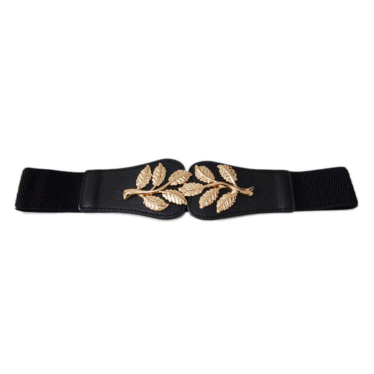 Pantalón Elástico para Mujer con Cintura Decorativa de Hojas - Image 2