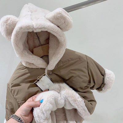 Chaqueta Abrigo Infantil con Capucha - Diseño Casual Osito en Colores Neutros - Image 2