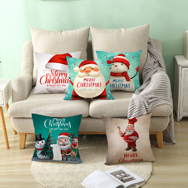 Funda de Cojín Navideño Minimalista con Estampado Decorativo