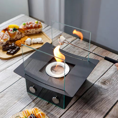 Chimenea de Escritorio Poligonal con Llama Real - Diseño Moderno en Negro - Image 9