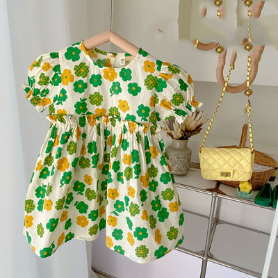 Vestido Infantil Floral de Manga Corta Estilo Princesa - Image 5