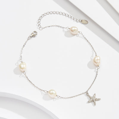 Tobillera de Plata 925 con Estrella de Mar y Perla - Estilo Playa - Image 8