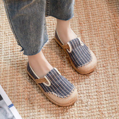 Zapatos de Lino para Mujer con Rayas Artísticas y Combinación de Colores - Image 14