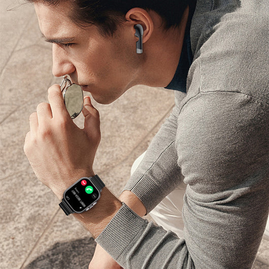 Reloj Inteligente 2 en 1 con Auriculares Bluetooth TWS y Monitor de Frecuencia Cardíaca