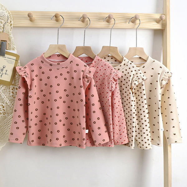 Blusa Infantil Otoño Invierno con Volantes Florales