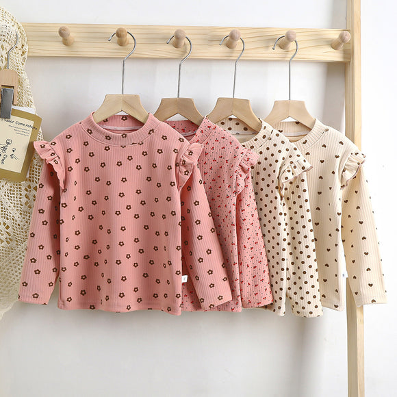 Blusa Infantil Otoño Invierno con Volantes Florales