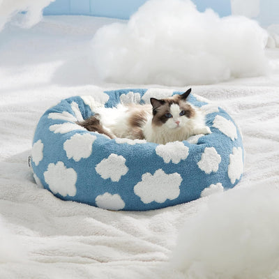 Cama Donut para Gatos y Perros Pequeños - Cama Calmante Moderna con Funda Jacquard Suave - Image 3